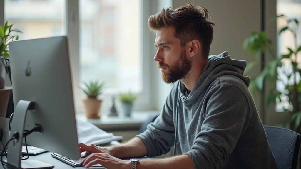 Ontwerper bekijkt website analytics op groot scherm met call-to-action metrics zichtbaar